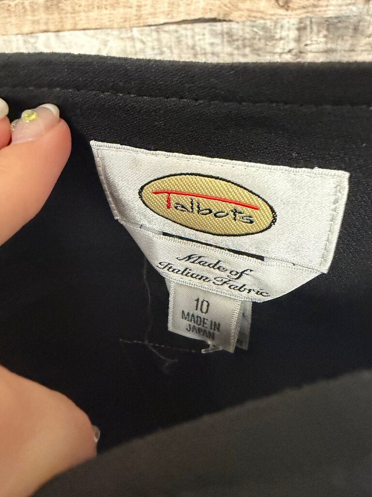Talbots Italian Wool Black Side Zip Trouser Size 10