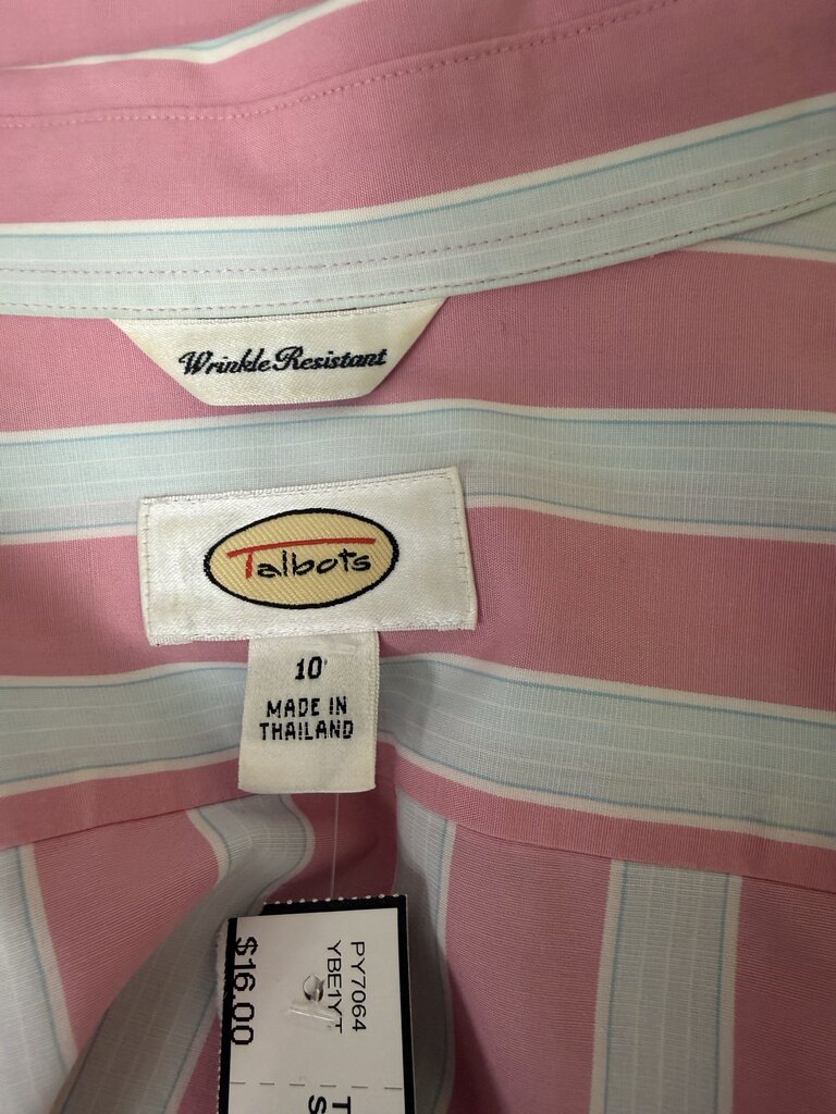 Talbots Pink & White Vertical Stripped Button Down Size 10