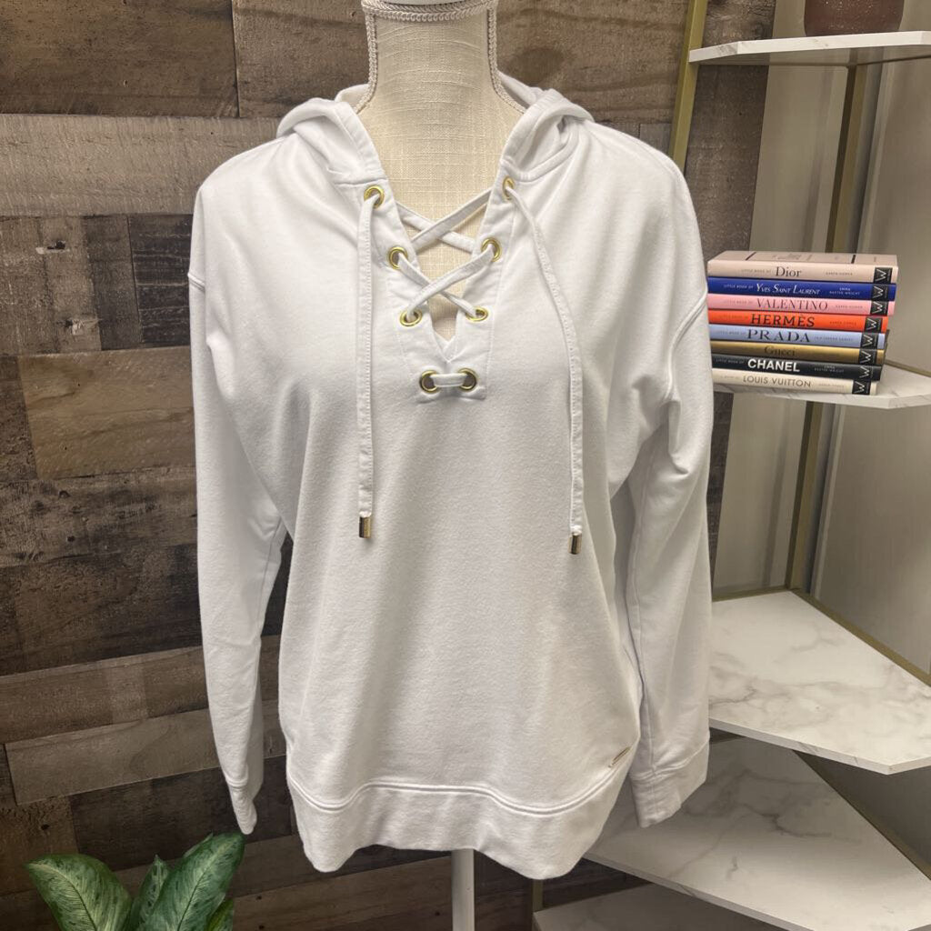 Michael Kors Lace Up White Hoodie Size L