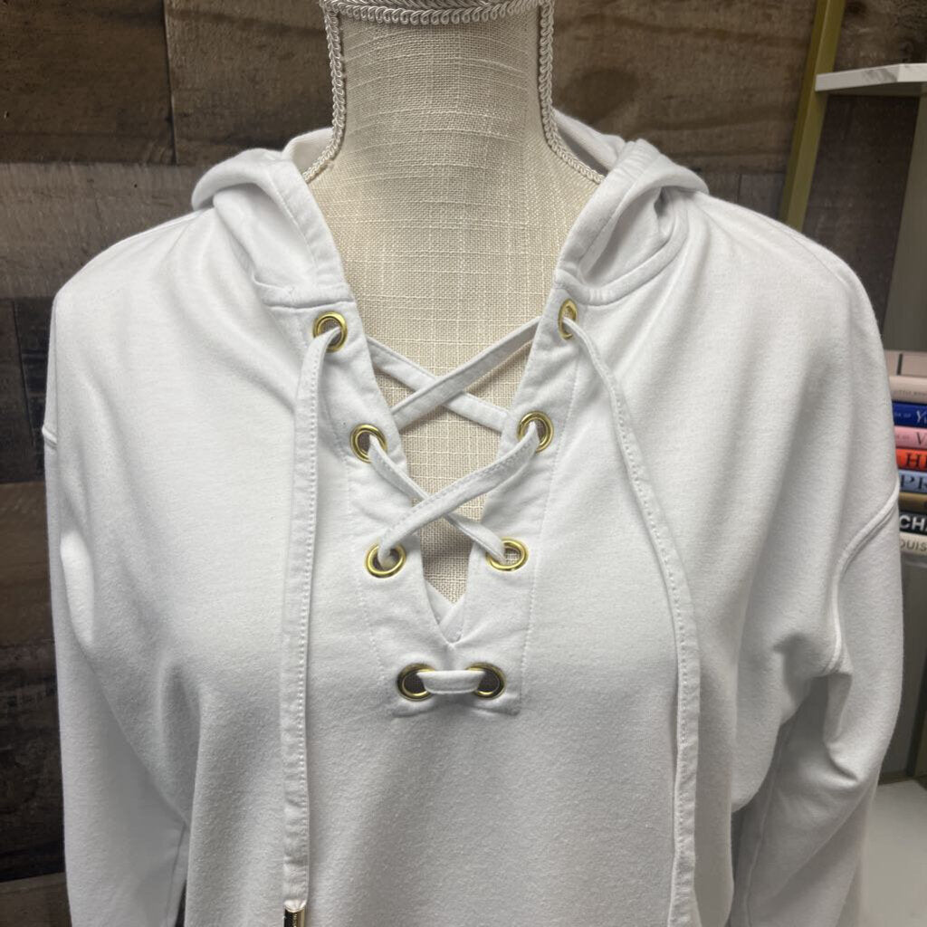 Michael Kors Lace Up White Hoodie Size L