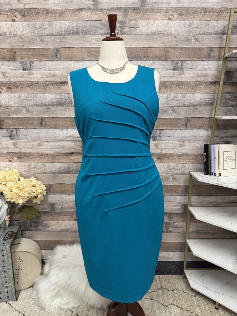 Calvin Klein Aqua Sleeveless Sheath Back Zip Size 12