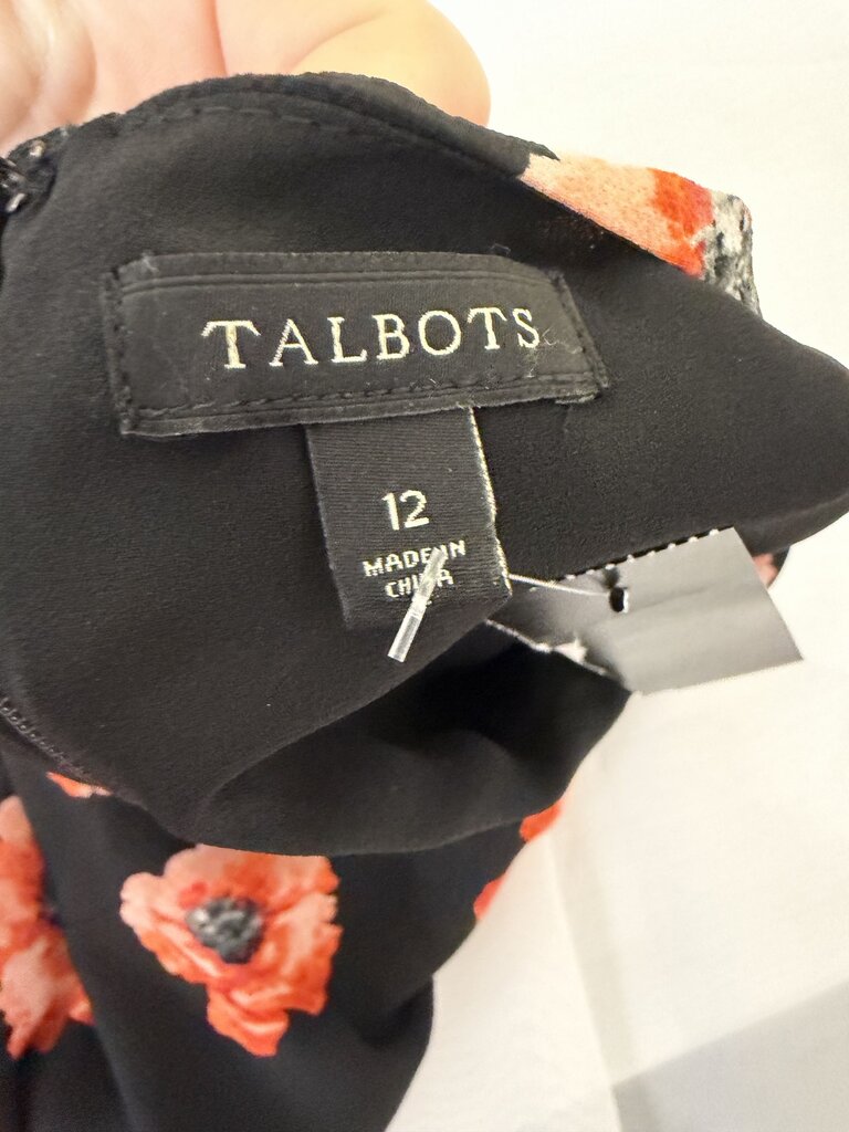 Talbots Black w/REd & Pink Floral Dress Size 12 Talbots Black & Red 12 women DRESSES