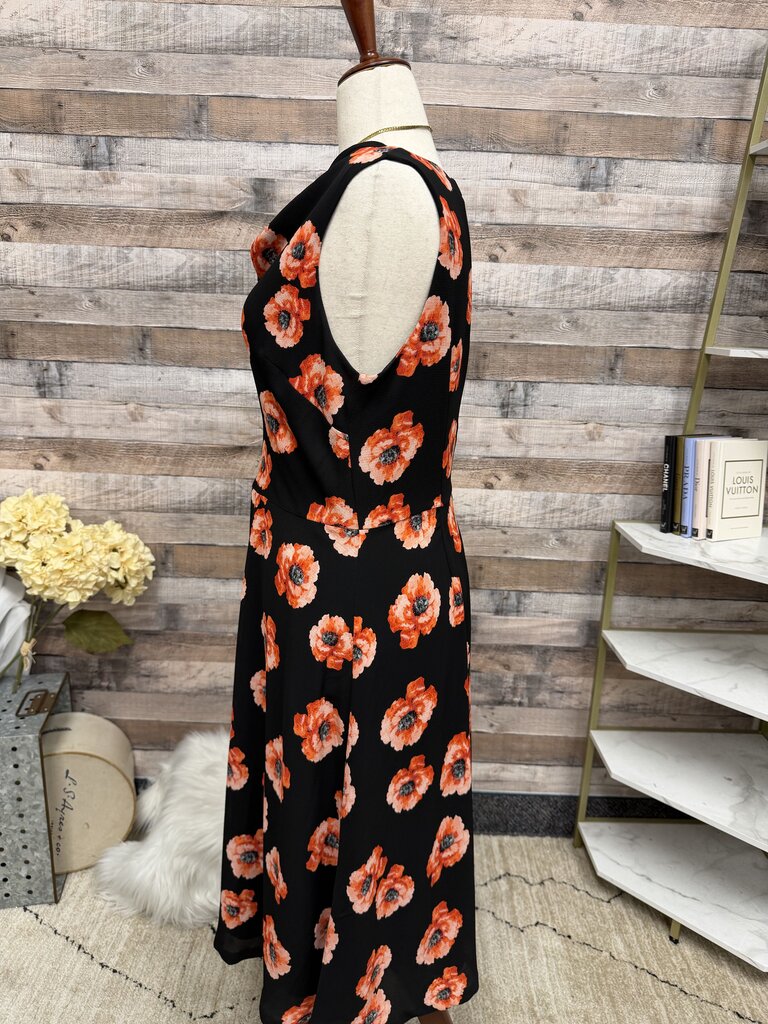 Talbots Black w/REd & Pink Floral Dress Size 12