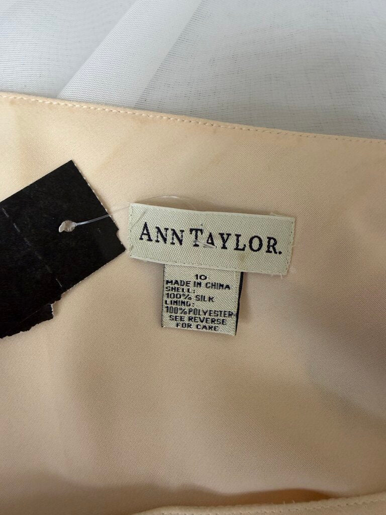 Ann Taylor Cream w/Pink & Green Flowers Sleeveless Size 10