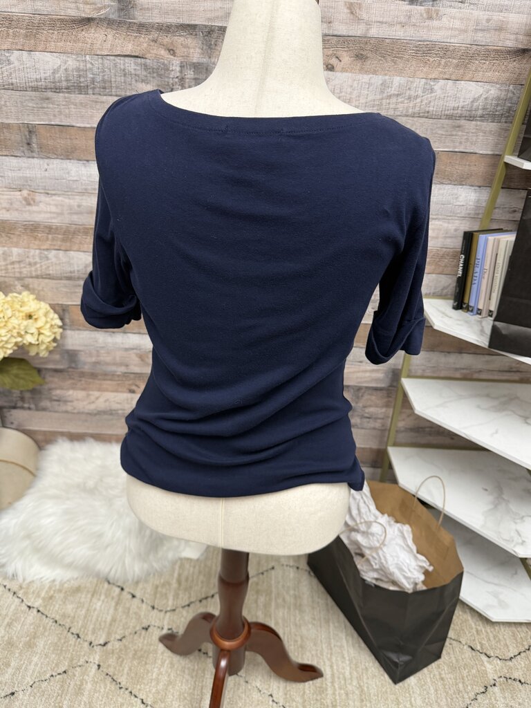 Lauren Ralph Lauren Navy 3/4 Length Sleeve Size L