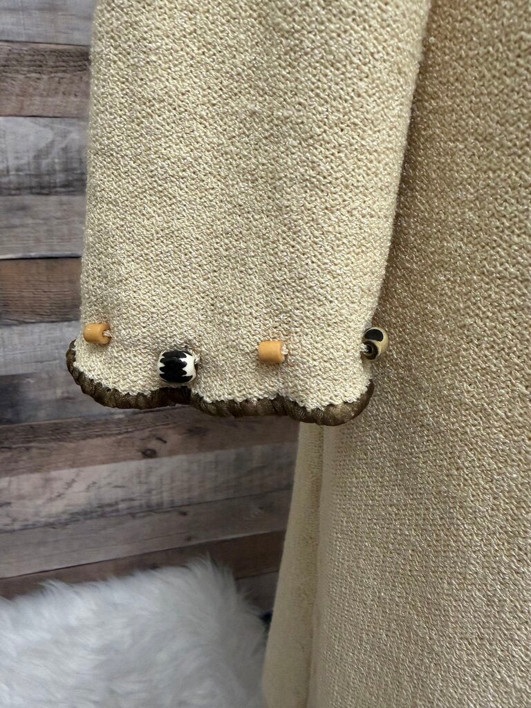 Steve Fabrikant Beaded Wool Cream Duster Cardigan Size M