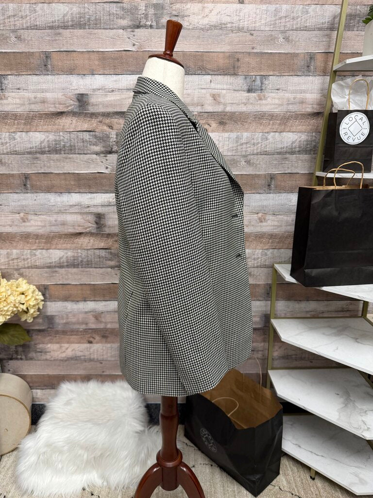 Talbots Black & White Houndstooth Wool Blazer Shoulder Pads Size 12 Talbots Black & White 12 women BLAZERS