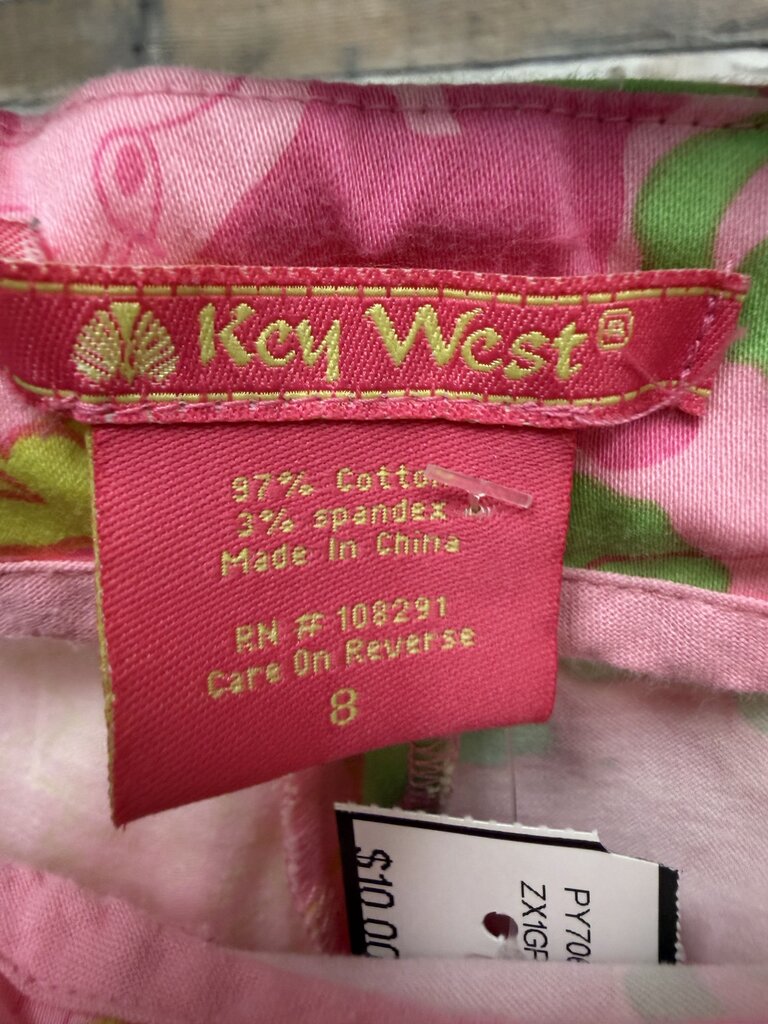 Key West Pink Floral Cotton Capri Size 8