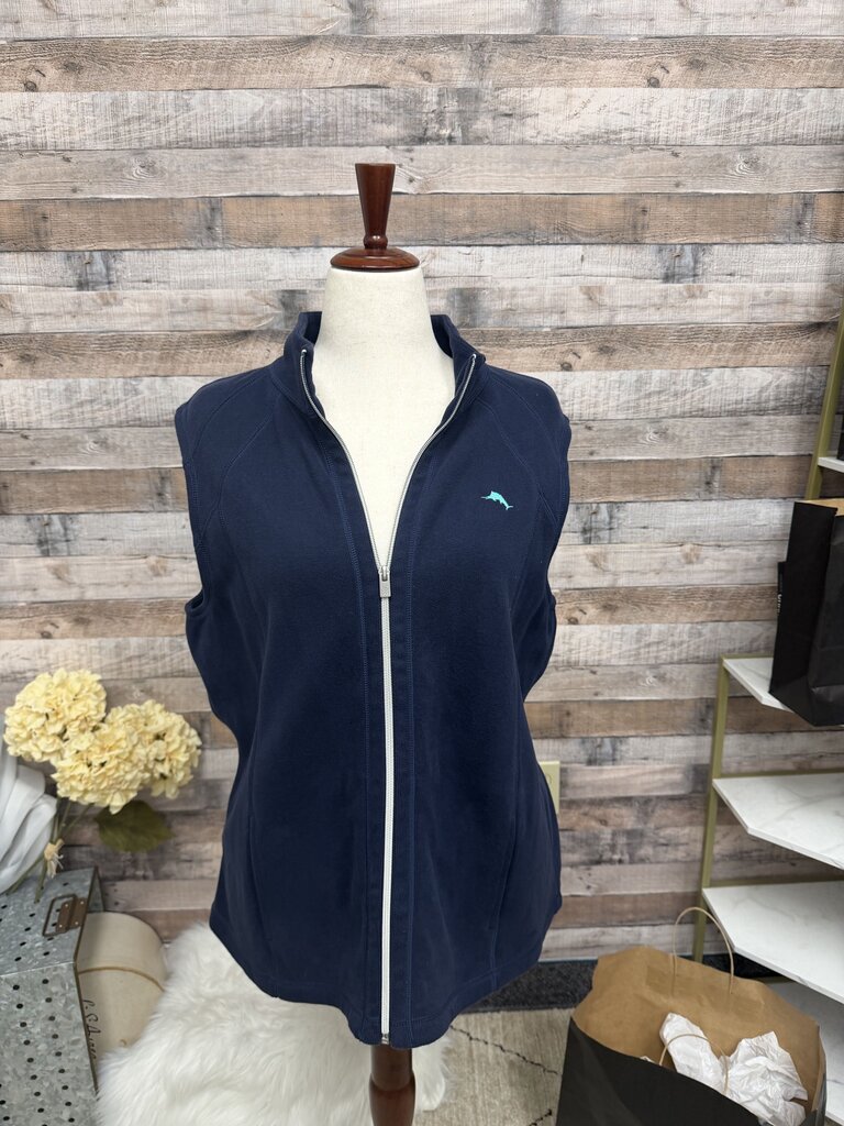 Tommy Bahama Navy Blue Front Zip Vest Size XL Tommy Bahama Navy XL women VESTS