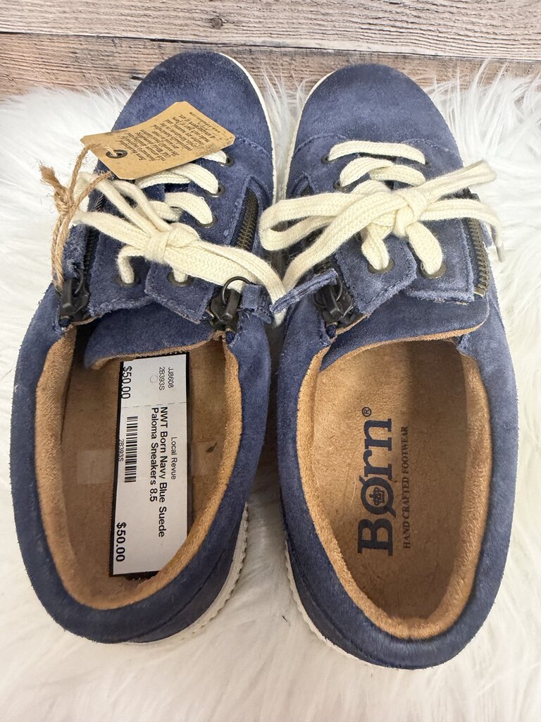 NWT Born Navy Blue Suede Paloma Sneakers Size 8.5