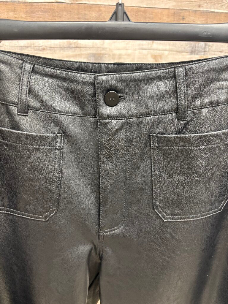 Paige Faux Black Leather Wide Leg Trouser Size 28