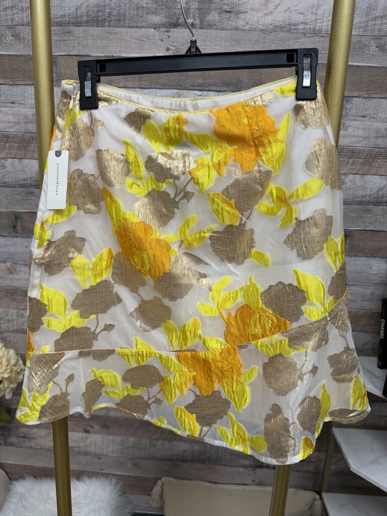 NWT Maeve Yellow Faye Flounced Floral Jacquard Skirt Size 4
