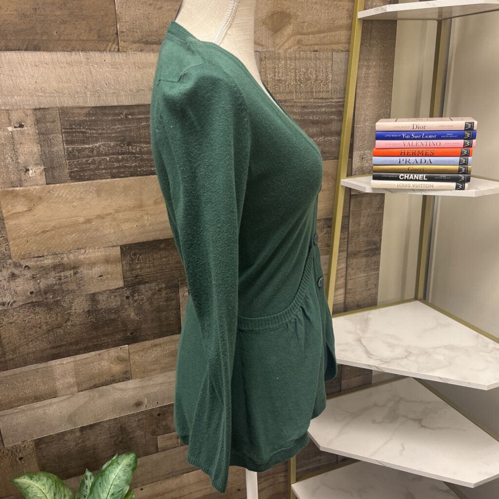 Anthro Rosie Neira Green Gathered Back Long Sleeve Size S