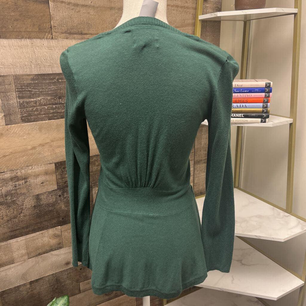 Anthro Rosie Neira Green Gathered Back Long Sleeve Size S