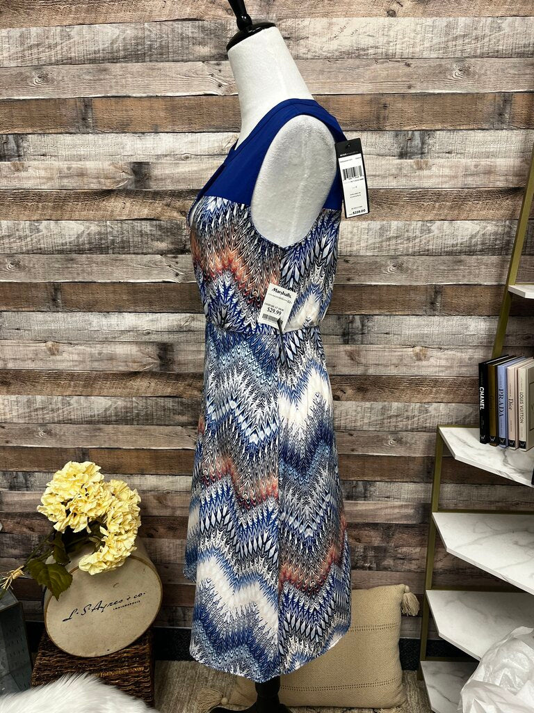 NWT BCBGMaxazria Royal Blue & Pattern Sleeveless Size 4