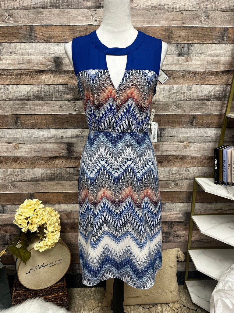 NWT BCBGMaxazria Royal Blue & Pattern Sleeveless Size 4