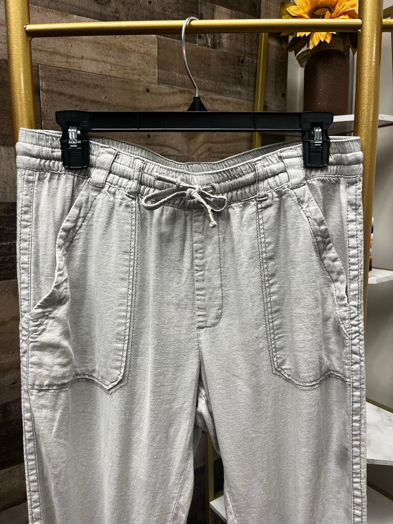 Anthro HEI Khaki Linen Cargo Pants Size M