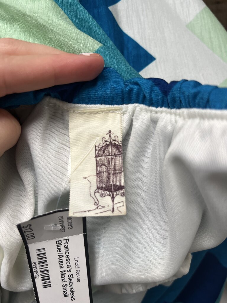 Francesca's Sleeveless Blue/Aqua Maxi Size S