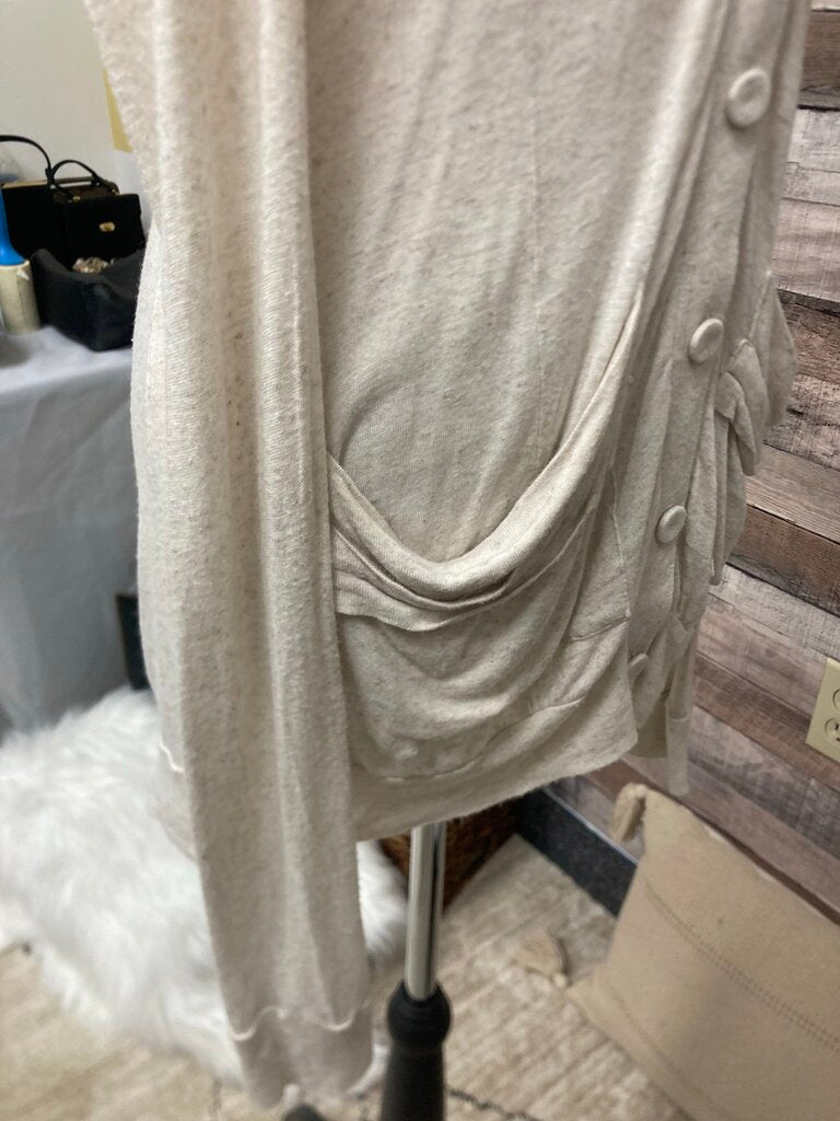 Pilcro Heathered Cream Long Sleeve Keyhole Cardigan Size S