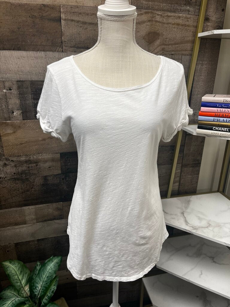Anthro t.la White Short Sleeve Open Back Tee Size M