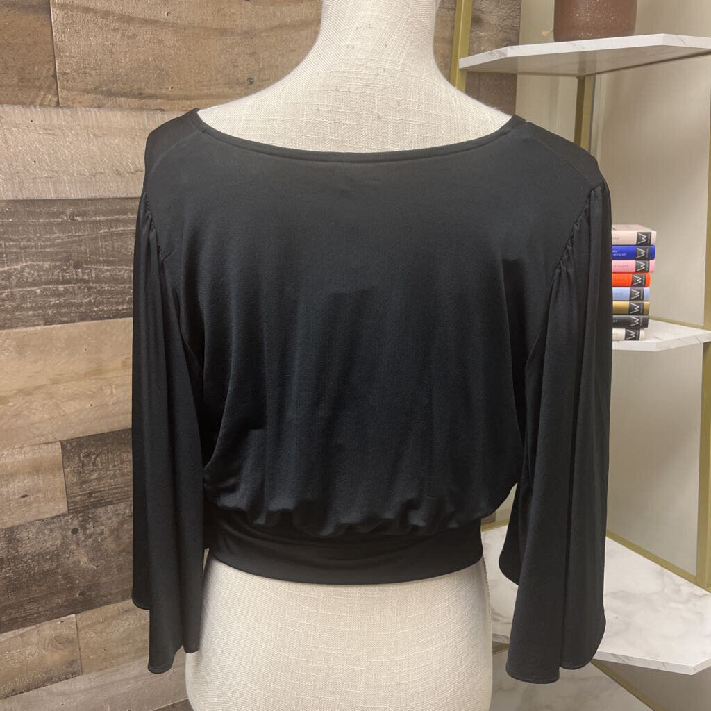 NWT Anthropology Black 3/4 Sleeve Cropped Size S