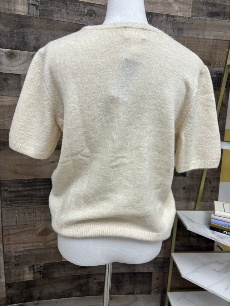 H&M Cream Short Sleeve Sweater Size M
