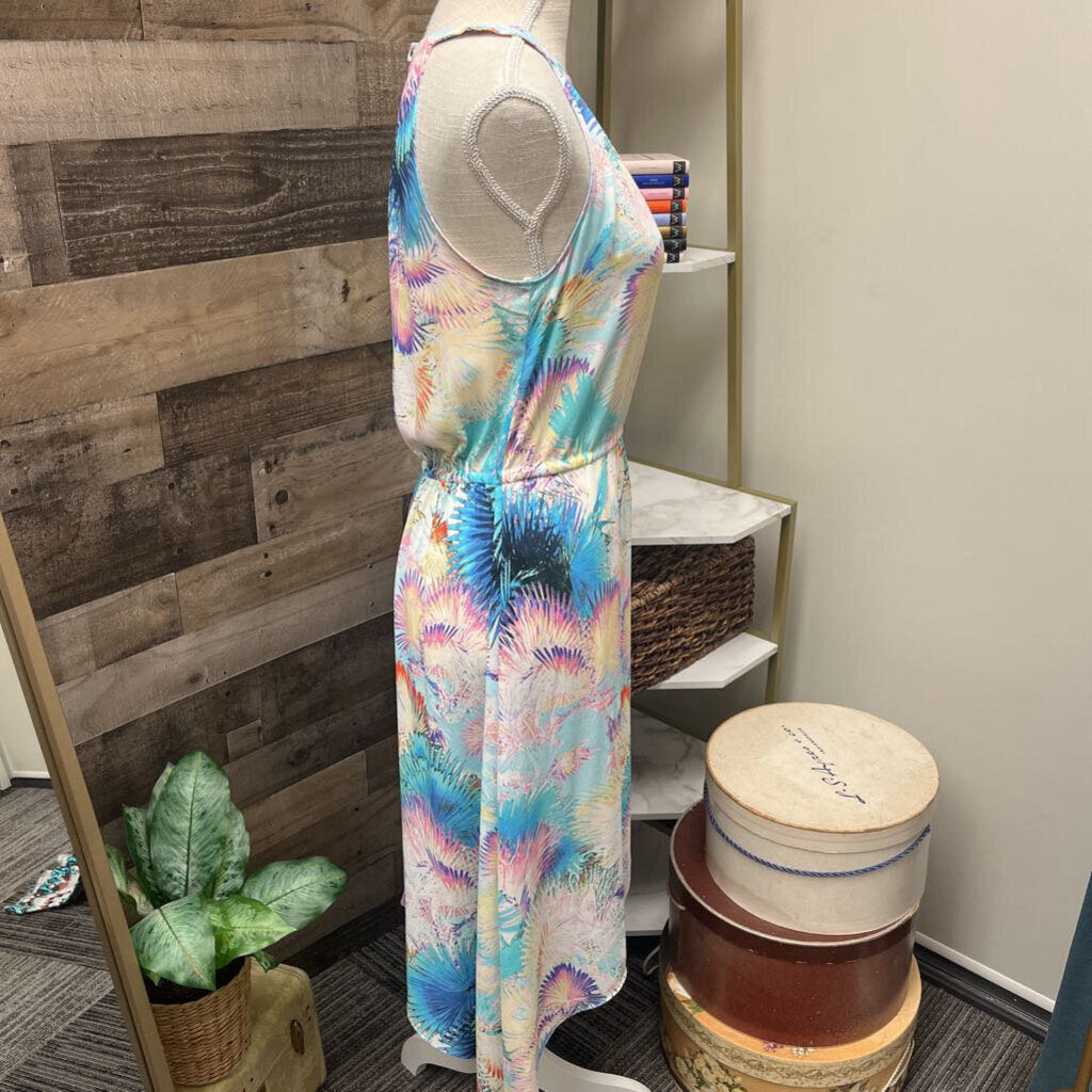 BCBGMaxazria Bright Palm Print Halter Maxi Size XS