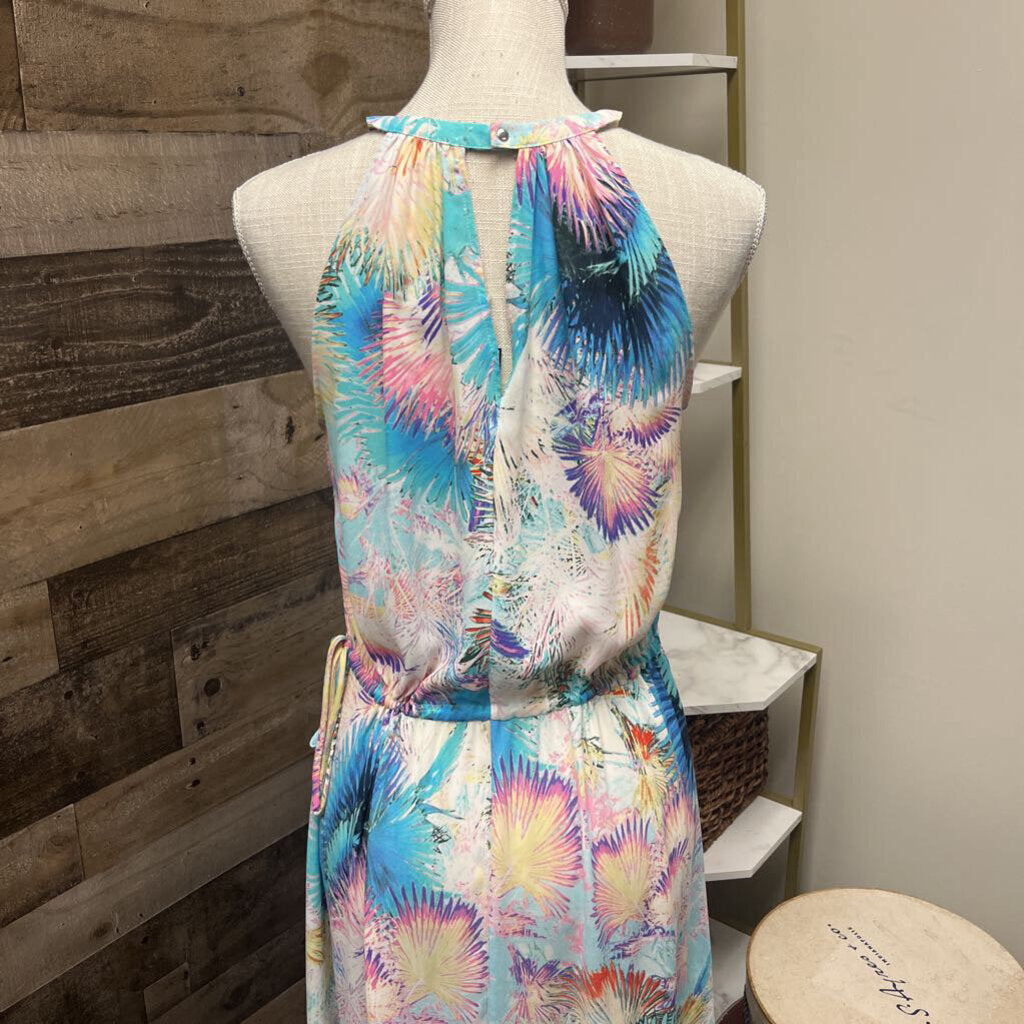 BCBGMaxazria Bright Palm Print Halter Maxi Size XS