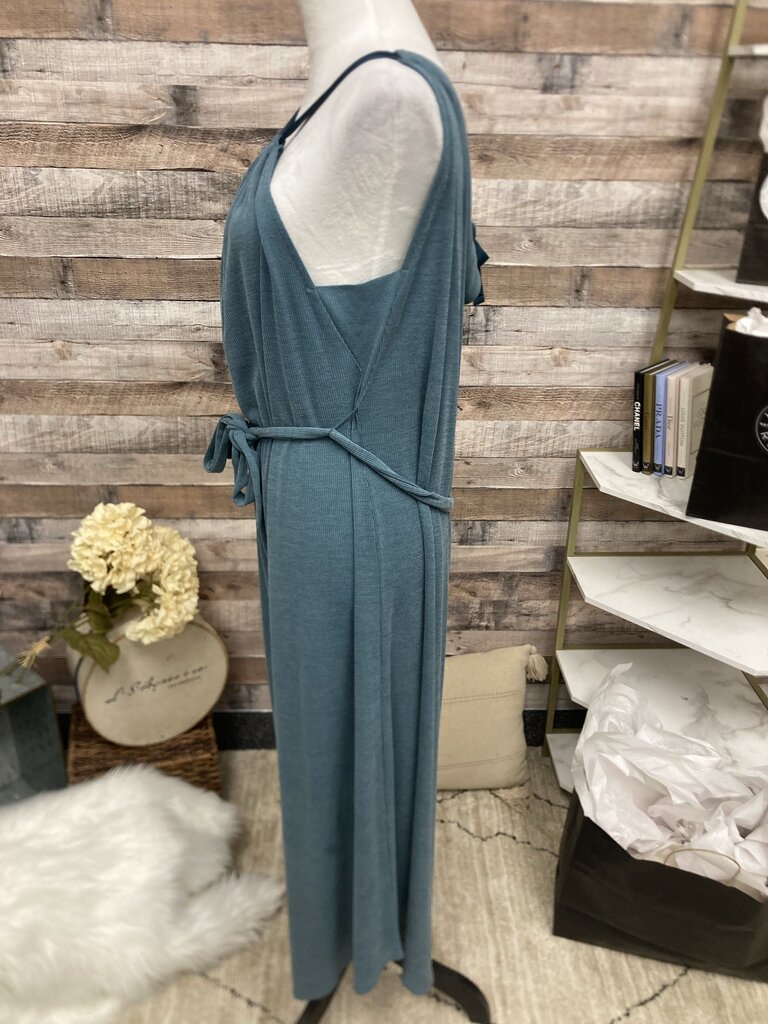 Anthro HD in Paris Aqua Ribbed Halter Romper Size XS