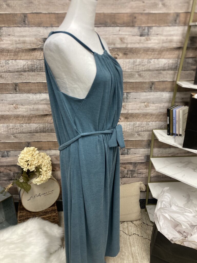 Anthro HD in Paris Aqua Ribbed Halter Romper Size XS