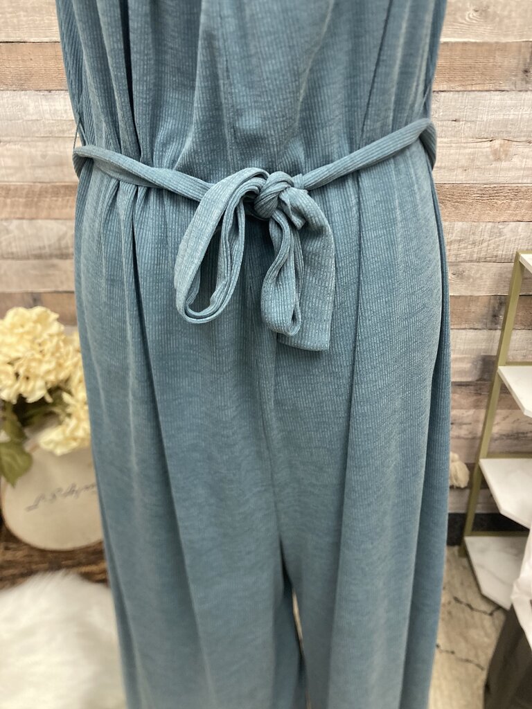 Anthro HD in Paris Aqua Ribbed Halter Romper Size XS