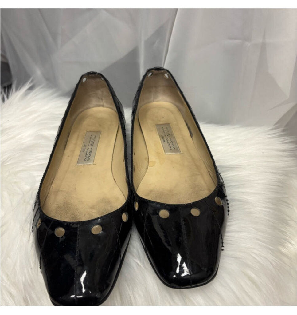 Jimmy Choo Black Patten Leather Flats Size 8.5/39