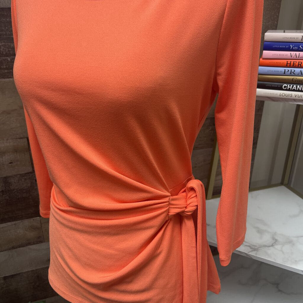 Ann Taylor Orange 3/4 Sleeve Wrap Blouse Size M