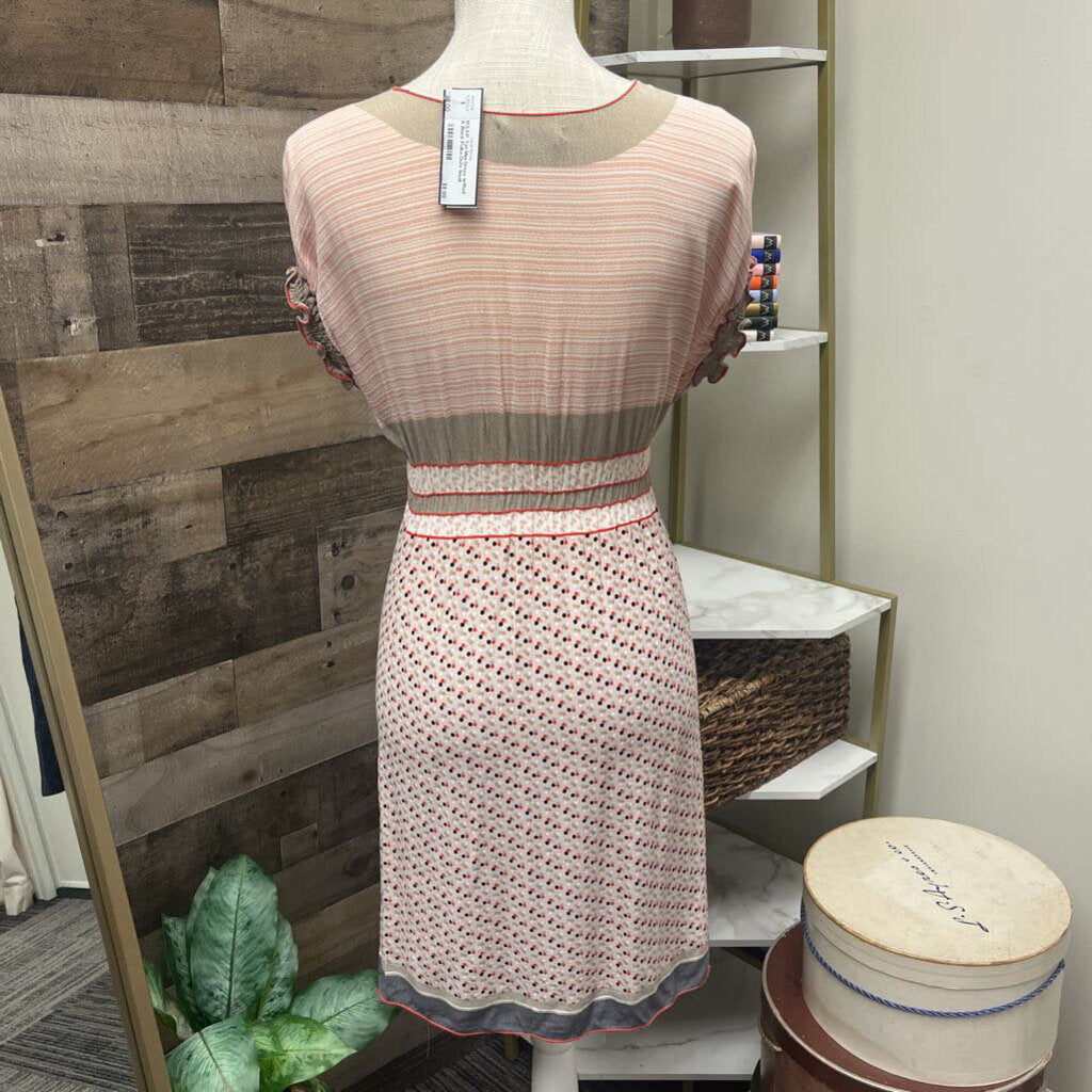 M.S.S.P. Tan Mini Dress w/Red & Black Polka Dots Size S