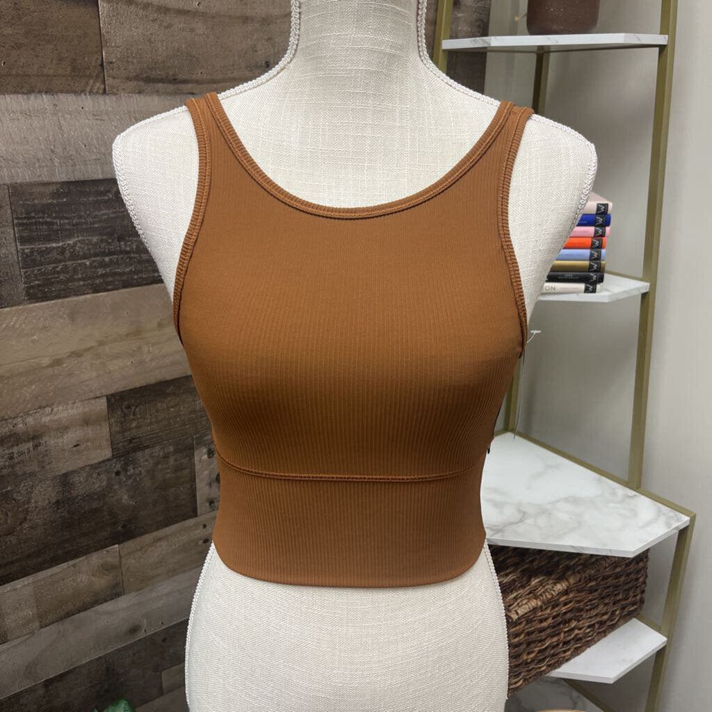 Lululemon Brown Ribbed Power Pivot Cropped Tank Size 4