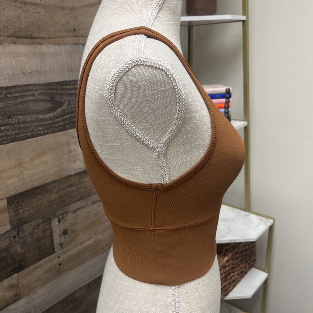 Lululemon Brown Ribbed Power Pivot Cropped Tank Size 4