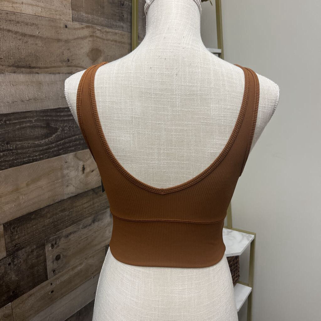 Lululemon Brown Ribbed Power Pivot Cropped Tank Size 4