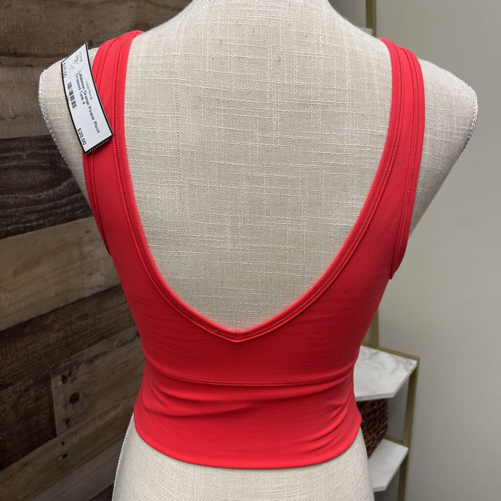 Lululemon Orange Power Pivot Cropped Tank Size 4