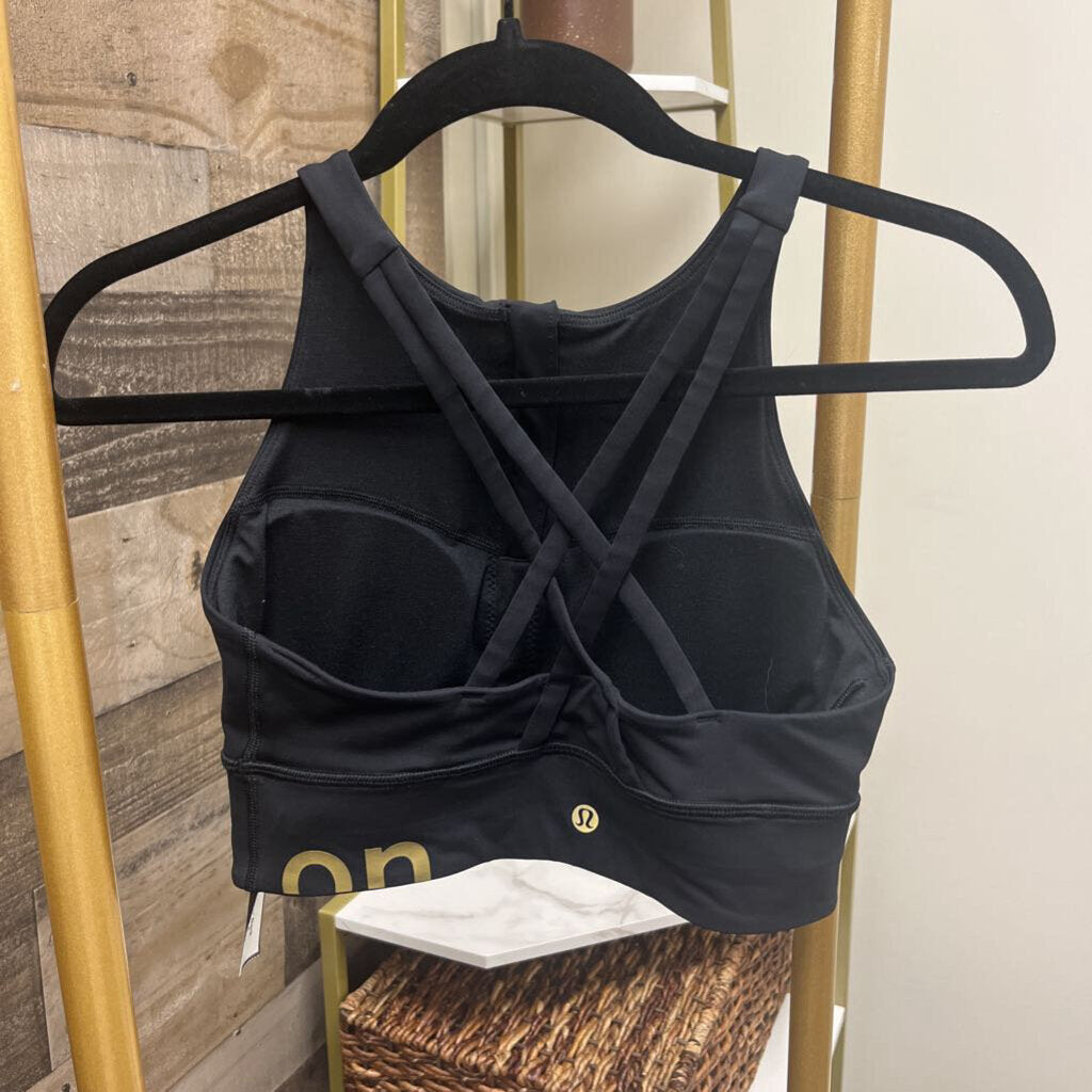 Lululemon Black Racer Back 1/4 Zip Front Sports Bra Size 4