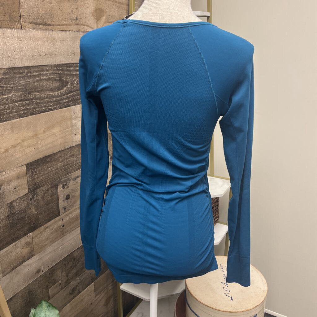 Athleta Teal Long Sleeve Work Out Tee Size XS