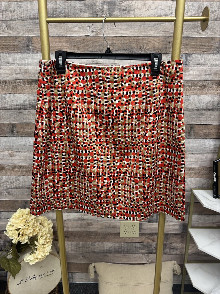 Ann Taylor Red, Black & Tan Pattern Pencil Size 10