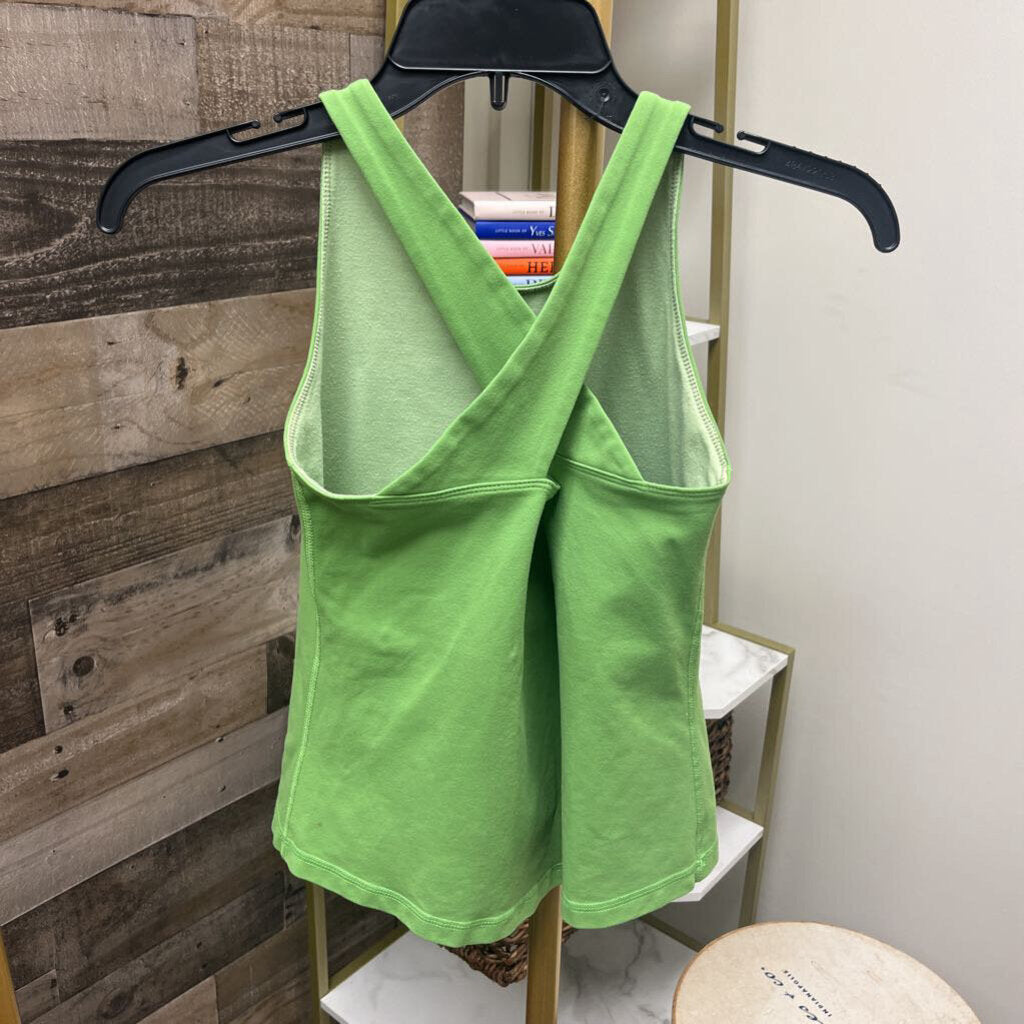 Lululemon Lime Green Criss Cross Back Tank w/Shelf Size 4