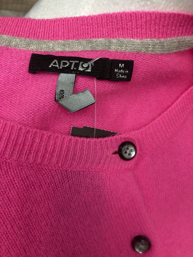 Apt 9 Bright Pink Cashmere Cardigan Size M