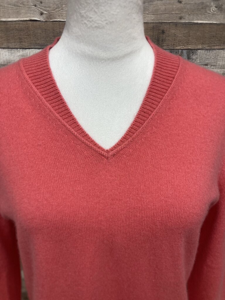 Jones New York Coral V-neck Cashmere Sweater Size M