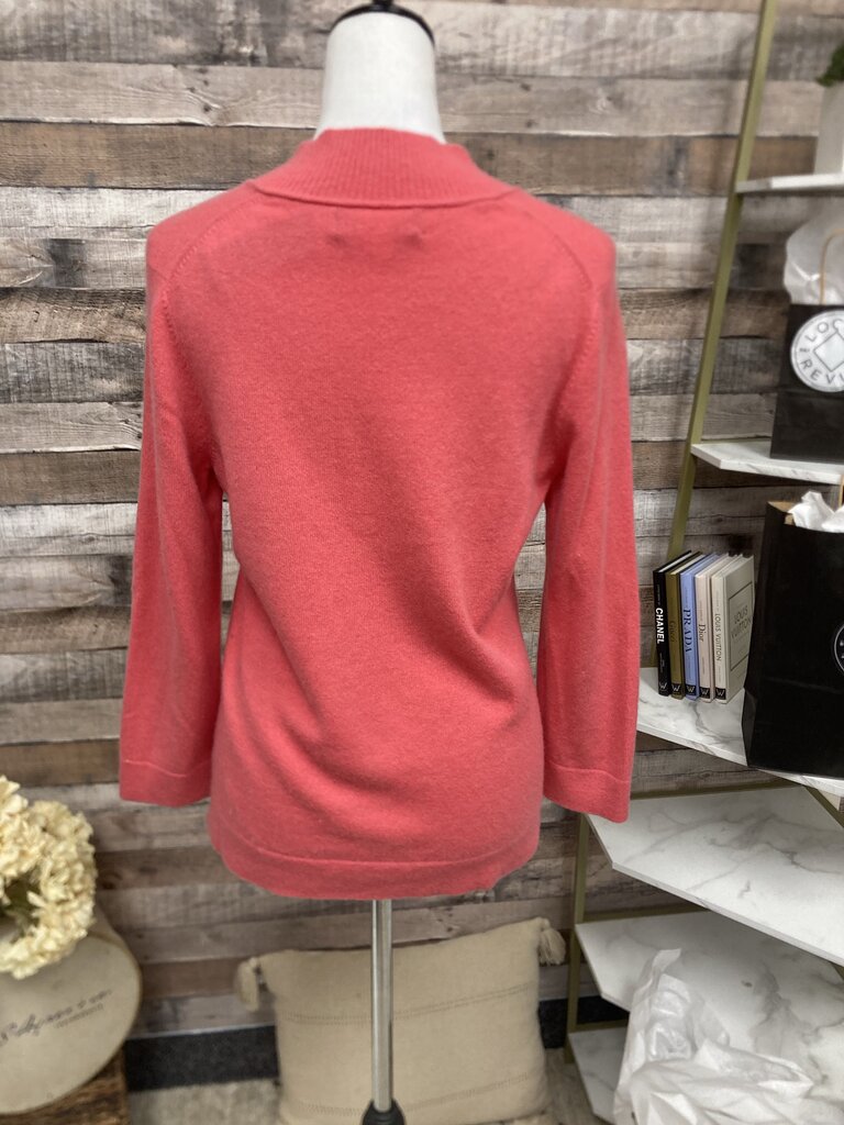 Jones New York Coral V-neck Cashmere Sweater Size M