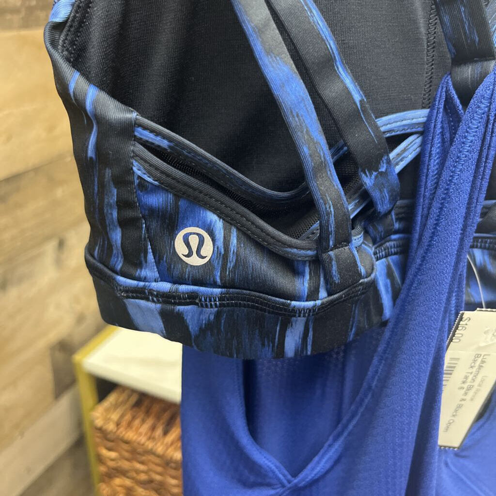 Lululemon Blue & Black Open Back Tank Size 6