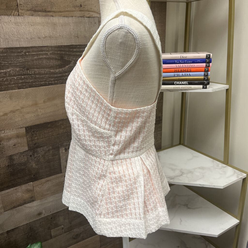 Anthro Maeve White & Peach Basket Back Zip Size 8