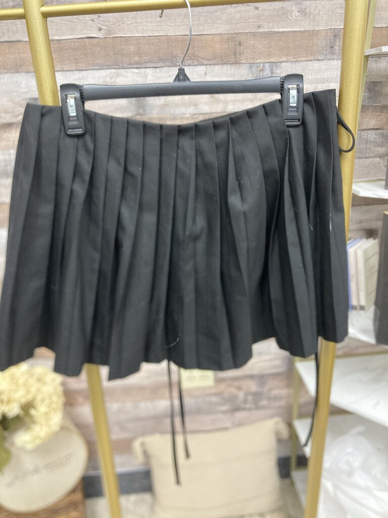 Chu Sau Beauty Black Pleated Mini Skirt Size L