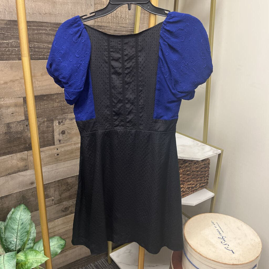 Anthro Moulinette Soeurs Silk Black & Blue Dress Size 2