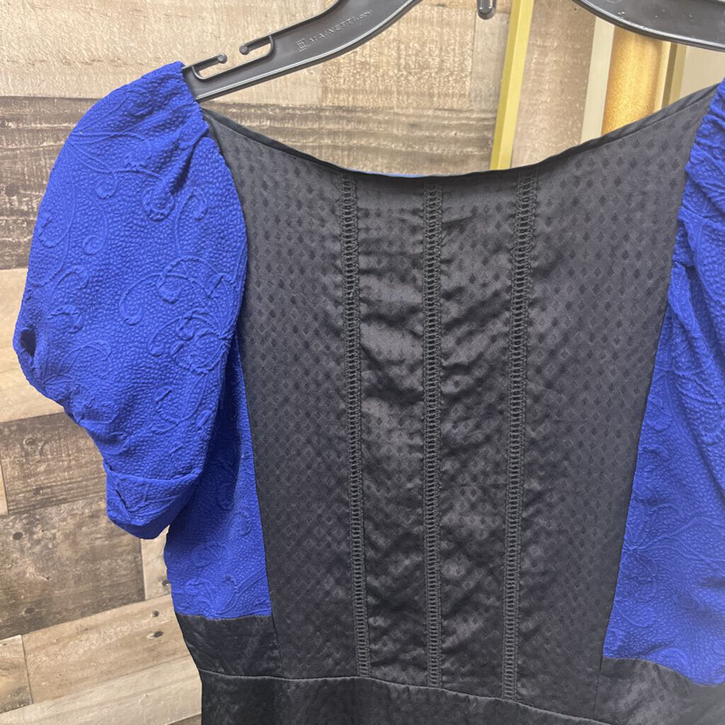 Anthro Moulinette Soeurs Silk Black & Blue Dress Size 2